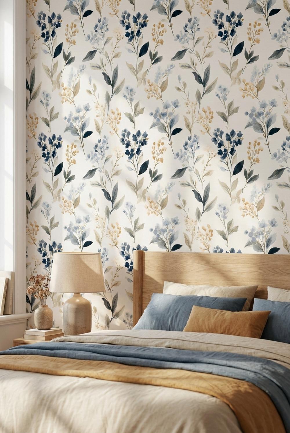 Floral Wallpaper Watercolor Modern Wall Mural