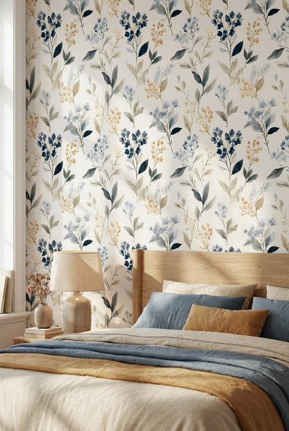 Floral Wallpaper Watercolor Modern Wall Mural
