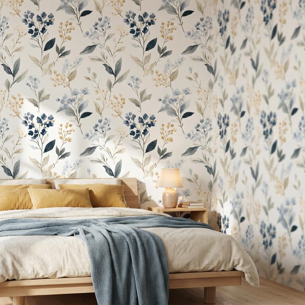 Floral Wallpaper Watercolor Modern Wall Mural
