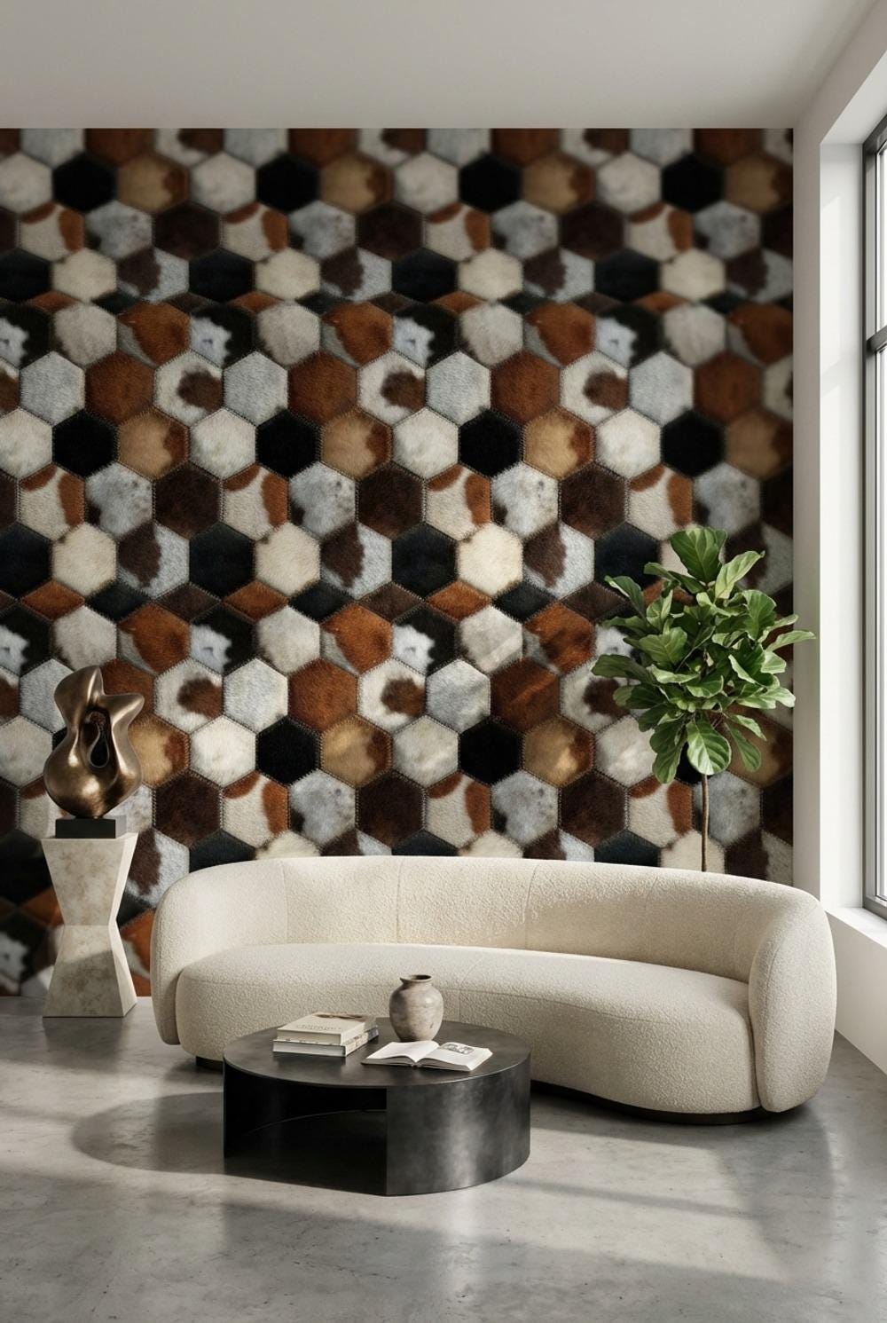 Hexagonal Wallpaper Animal Print Fur Texture Wall Mural