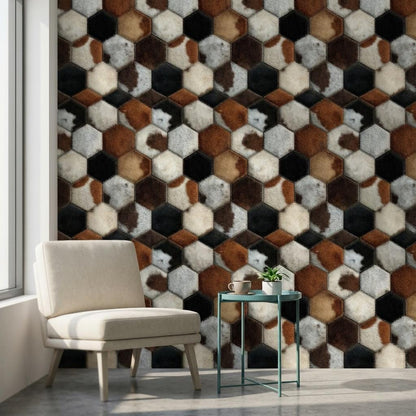 Hexagonal Wallpaper Animal Print Fur Texture Wall Mural