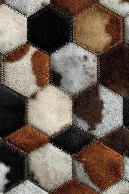 Hexagonal Wallpaper Animal Print Fur Texture Wall Mural