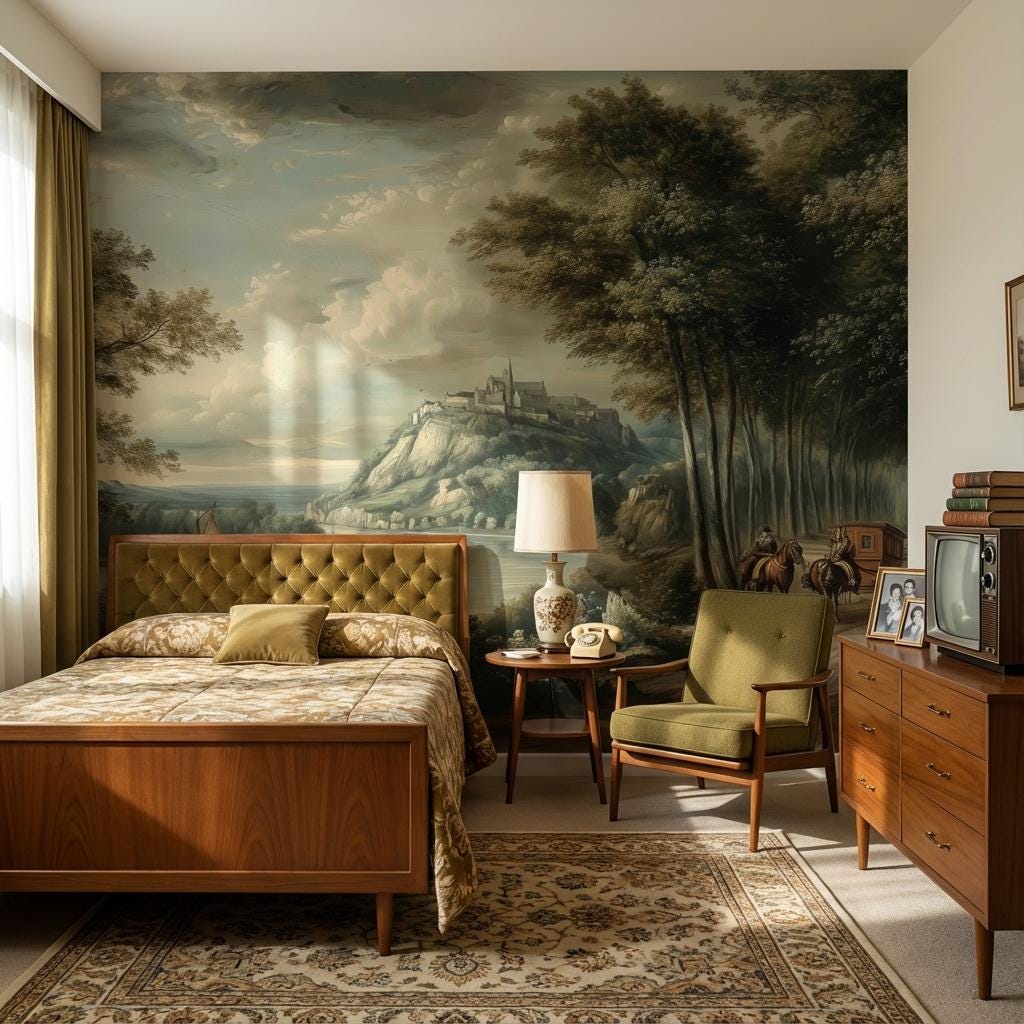 Landscape Wallpaper Castle Sailboats Wall Mural