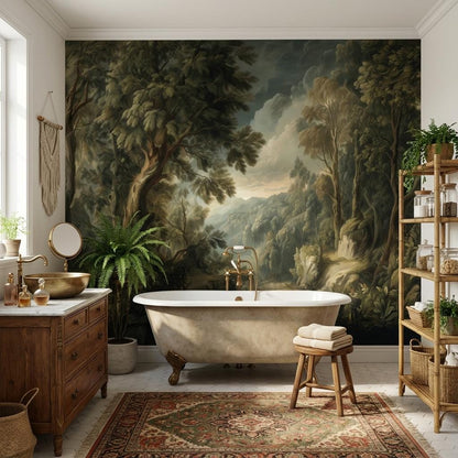 Forest Landscape Wallpaper Trees Vintage Wall Mural