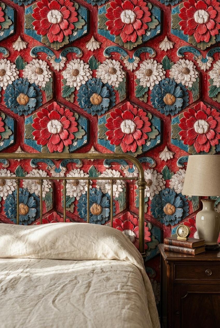 Floral Wallpaper Vintage Geometric Wall Mural