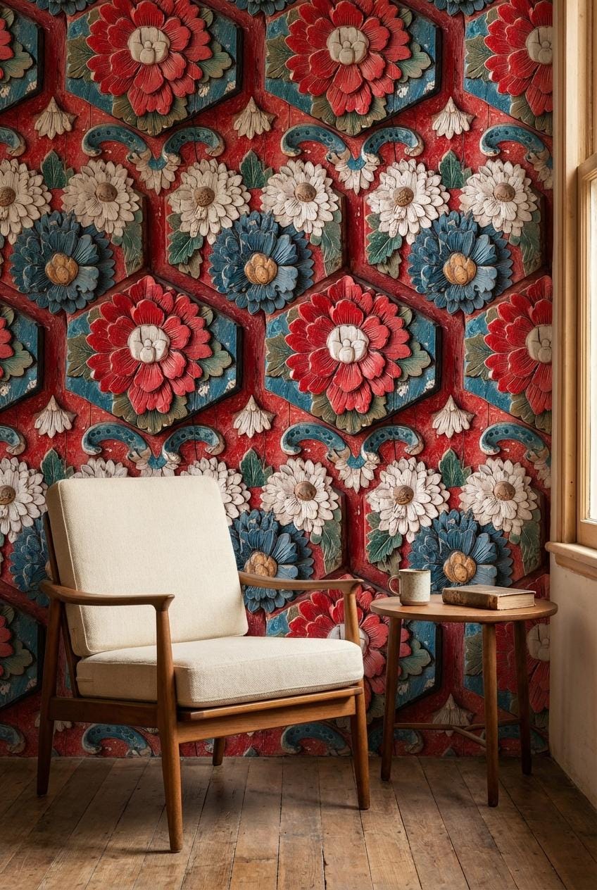 Floral Wallpaper Vintage Geometric Wall Mural