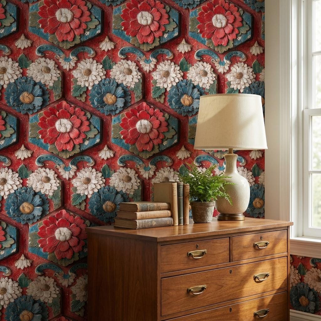 Floral Wallpaper Vintage Geometric Wall Mural