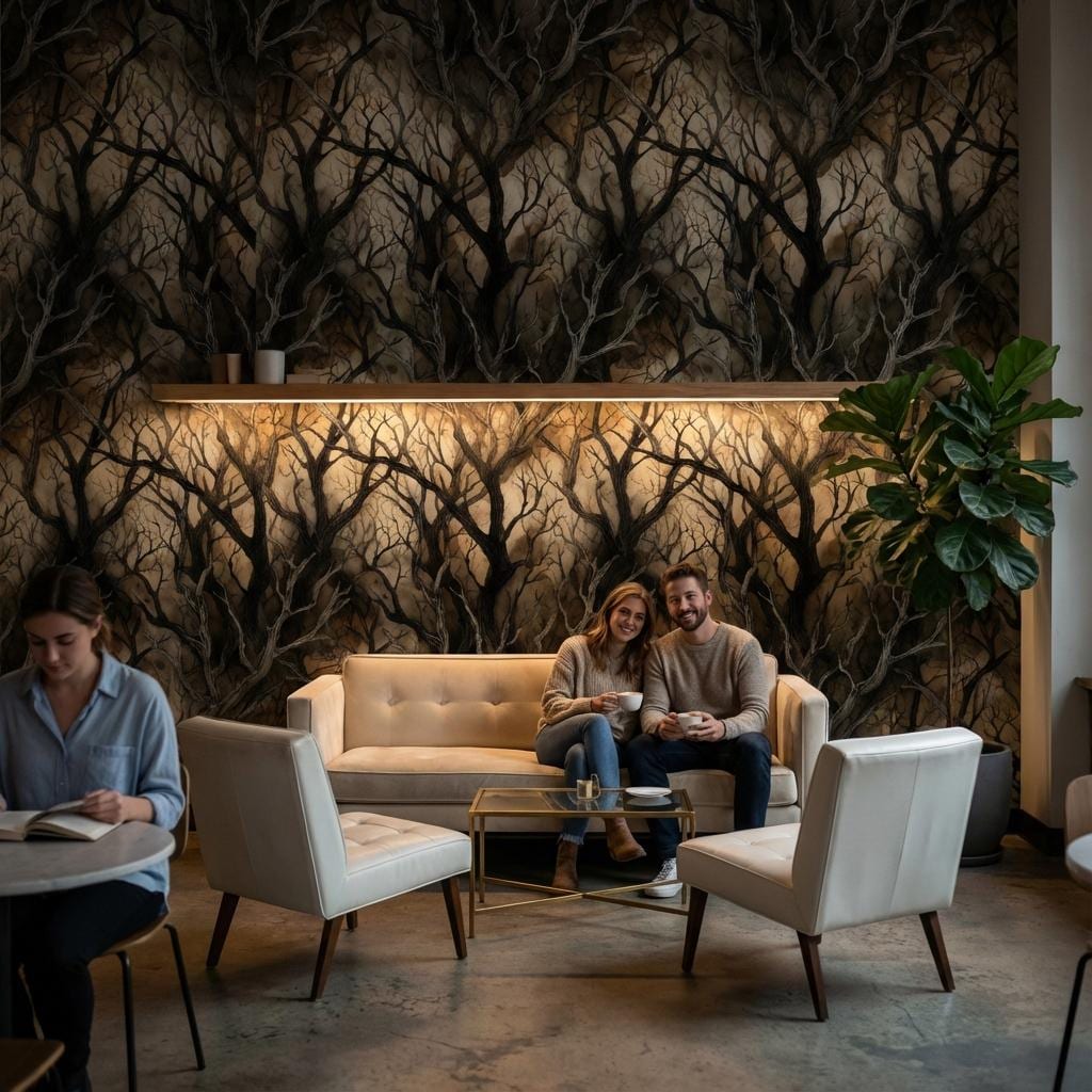 Dark Branches Wallpaper Contemporary Modern Wall Mural