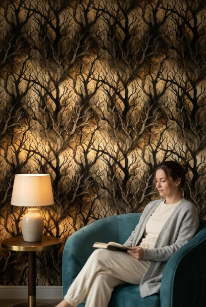 Dark Branches Wallpaper Contemporary Modern Wall Mural