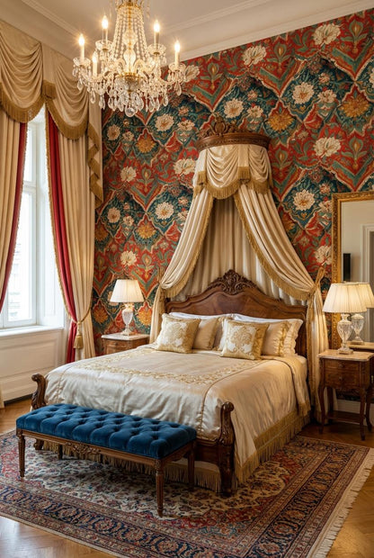 Floral Damask Wallpaper Vintage Eclectic Wall Mural