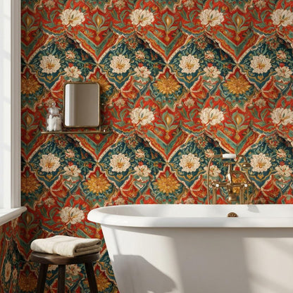 Floral Damask Wallpaper Vintage Eclectic Wall Mural