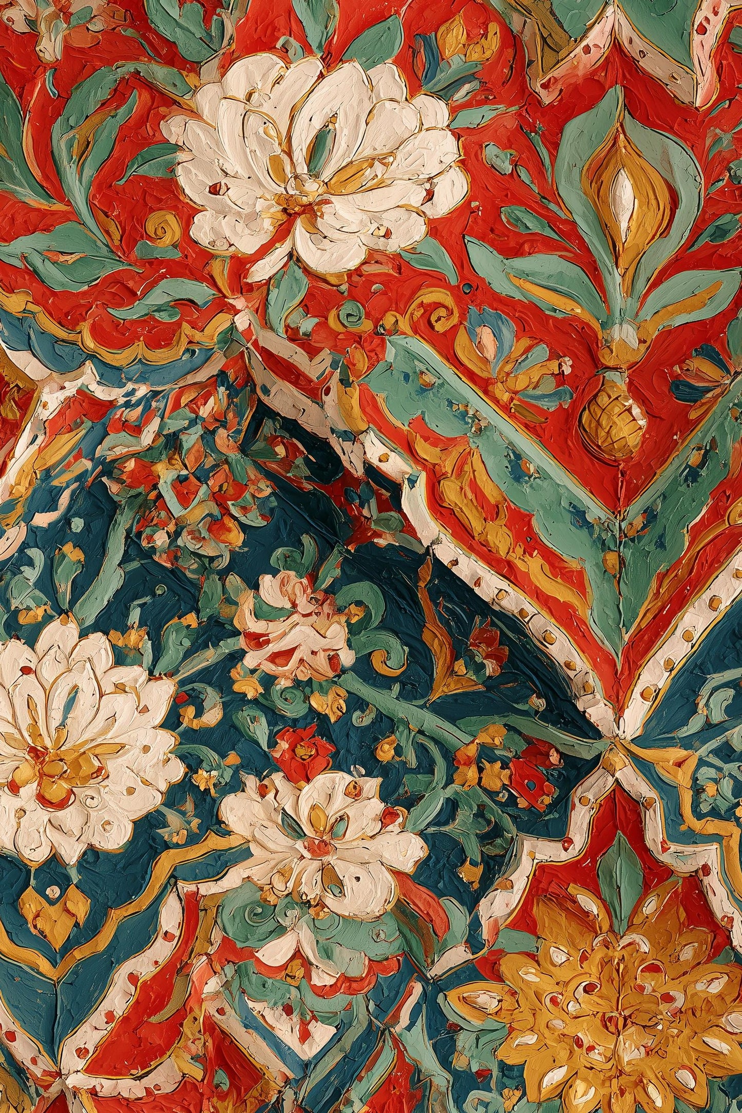 Floral Damask Wallpaper Vintage Eclectic Wall Mural