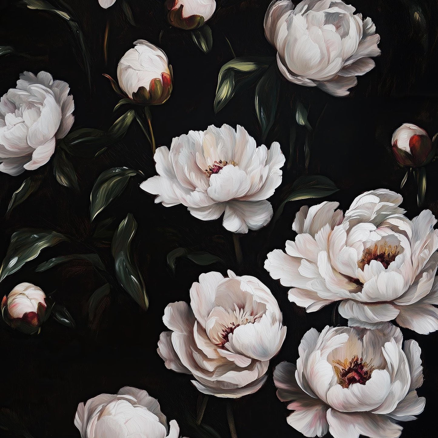 Vintage Floral Wallpaper Peonies Dark Wall Mural