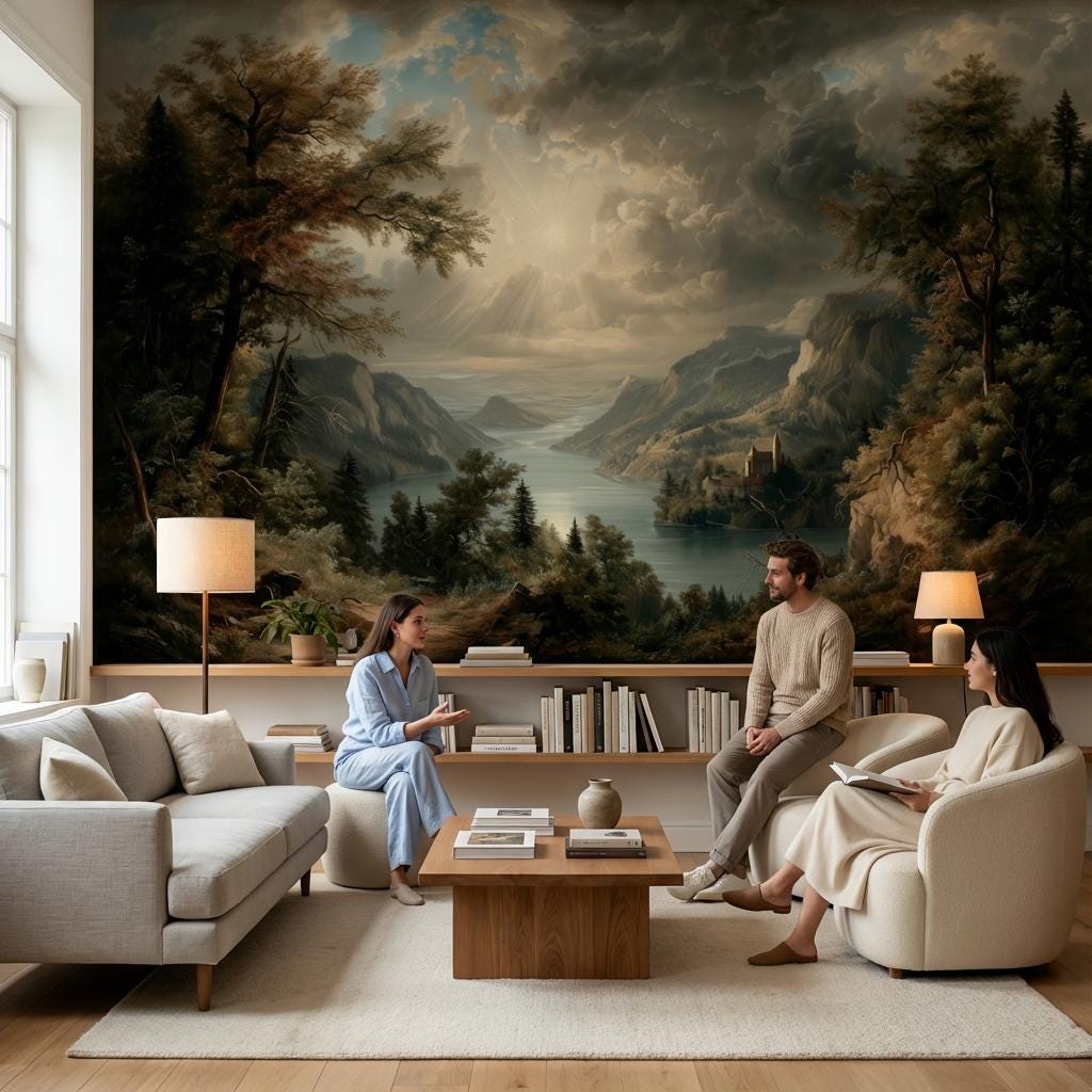 Landscape Wallpaper Castle Mountains Wall Mural