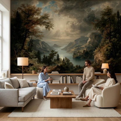 Landscape Wallpaper Castle Mountains Wall Mural