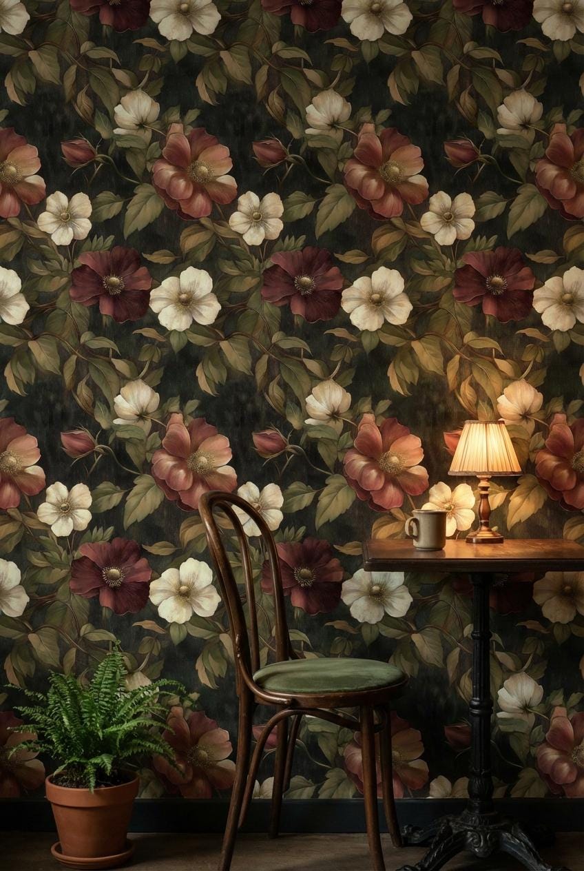 Floral Wallpaper Vintage Botanical Wall Mural