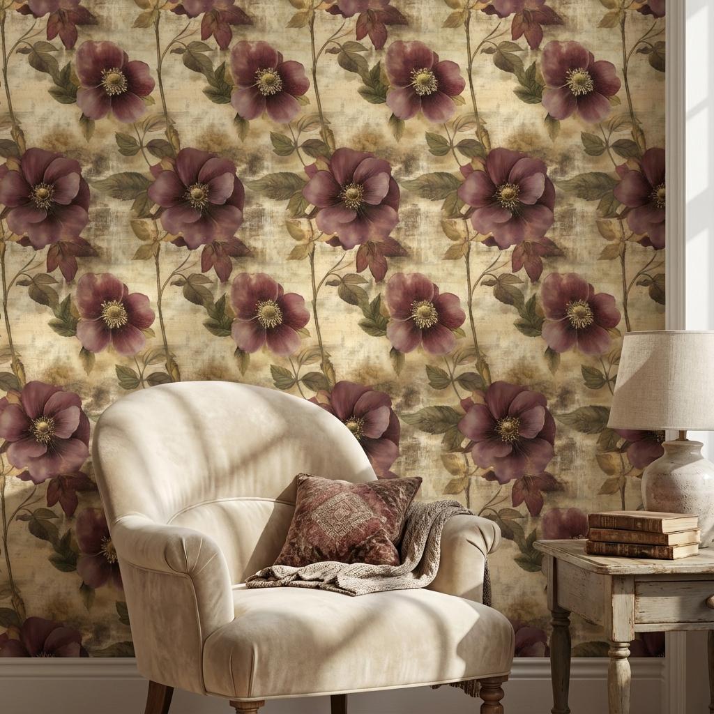 Floral Wallpaper Vintage Elegant Wall Mural