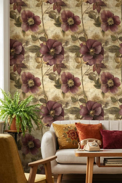Floral Wallpaper Vintage Elegant Wall Mural