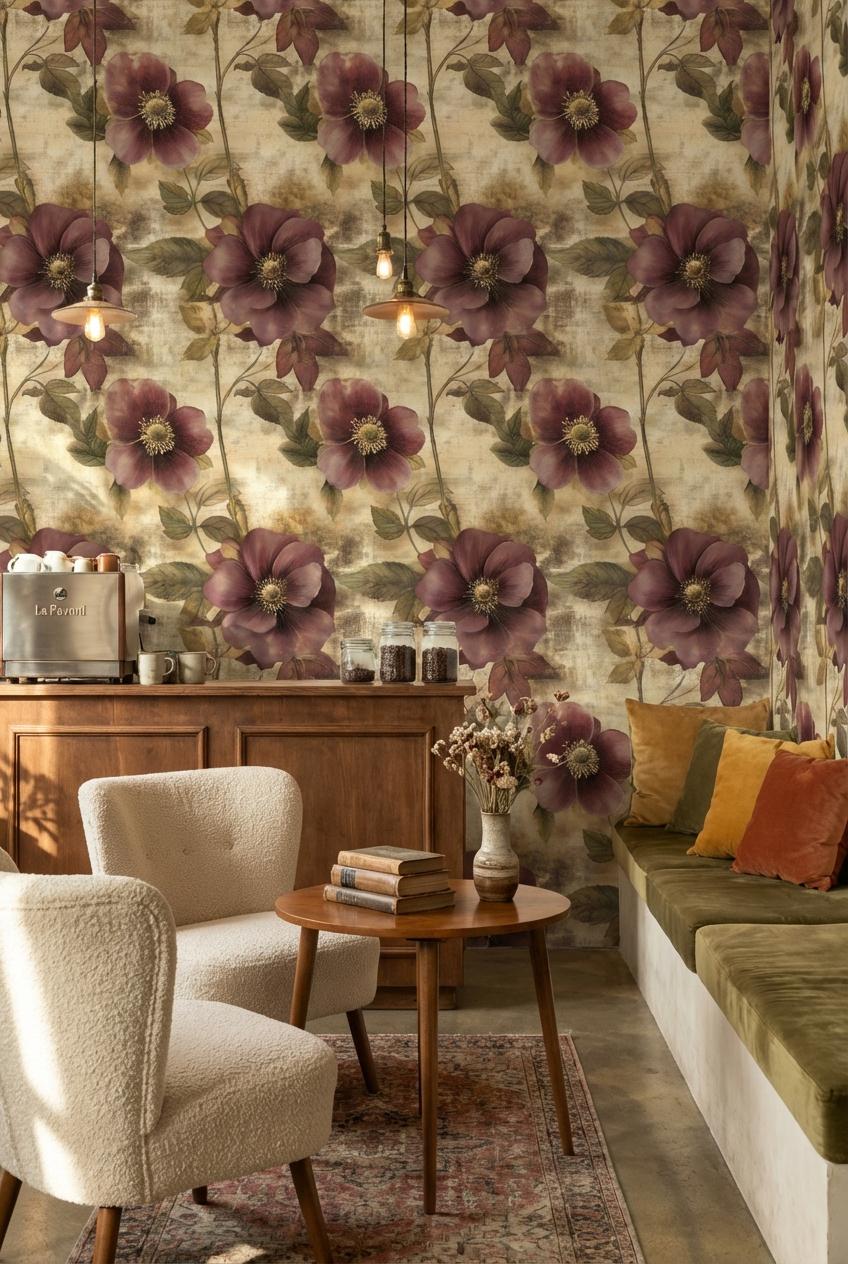 Floral Wallpaper Vintage Elegant Wall Mural