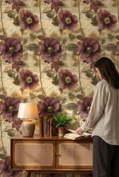 Floral Wallpaper Vintage Elegant Wall Mural