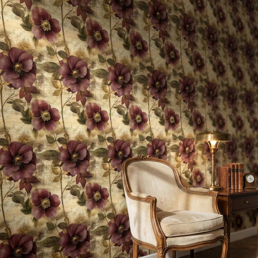 Floral Wallpaper Vintage Elegant Wall Mural