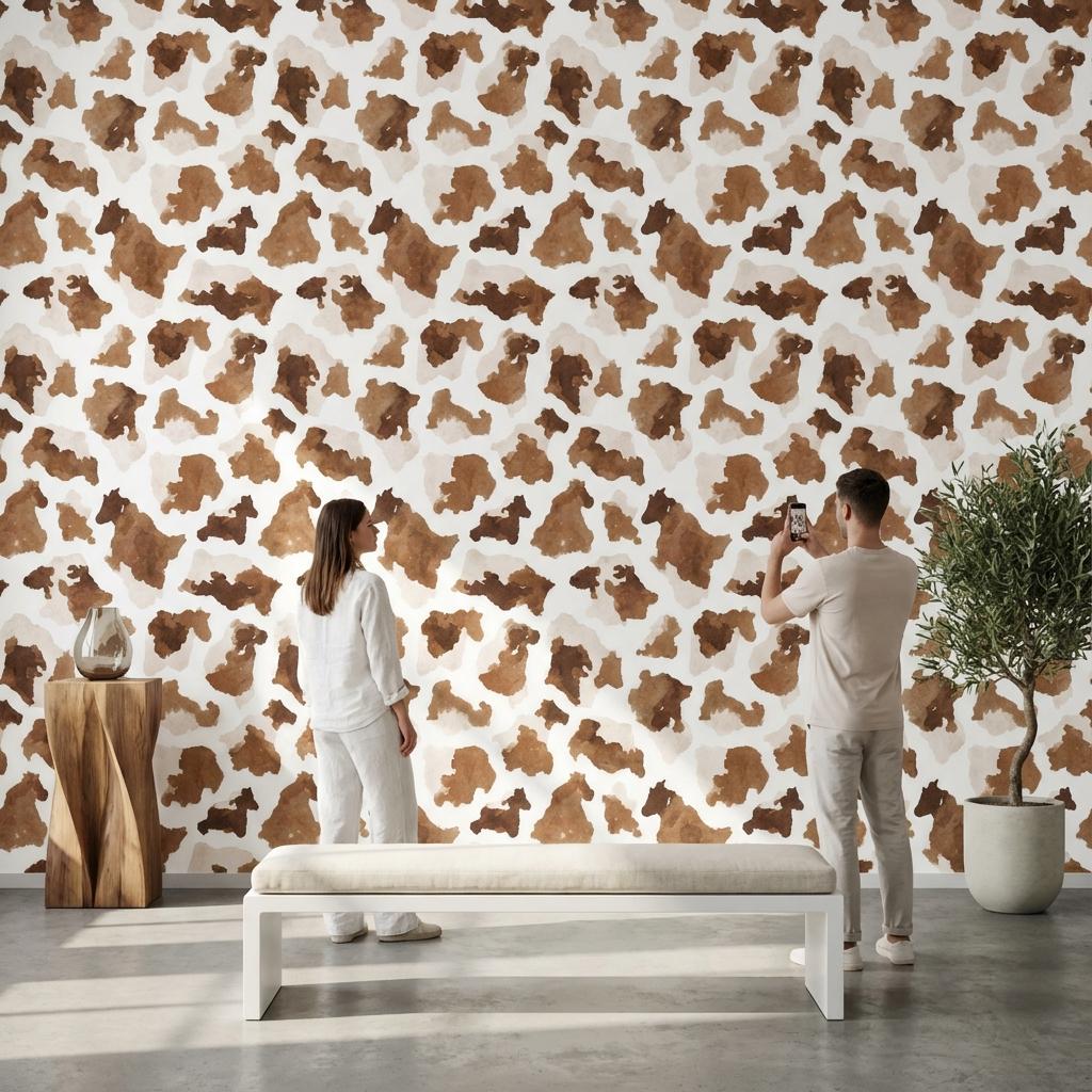 White Background Wallpaper Abstract Brown Wall Mural
