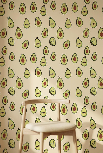 Avocado Wallpaper Cartoon Playful Wall Mural