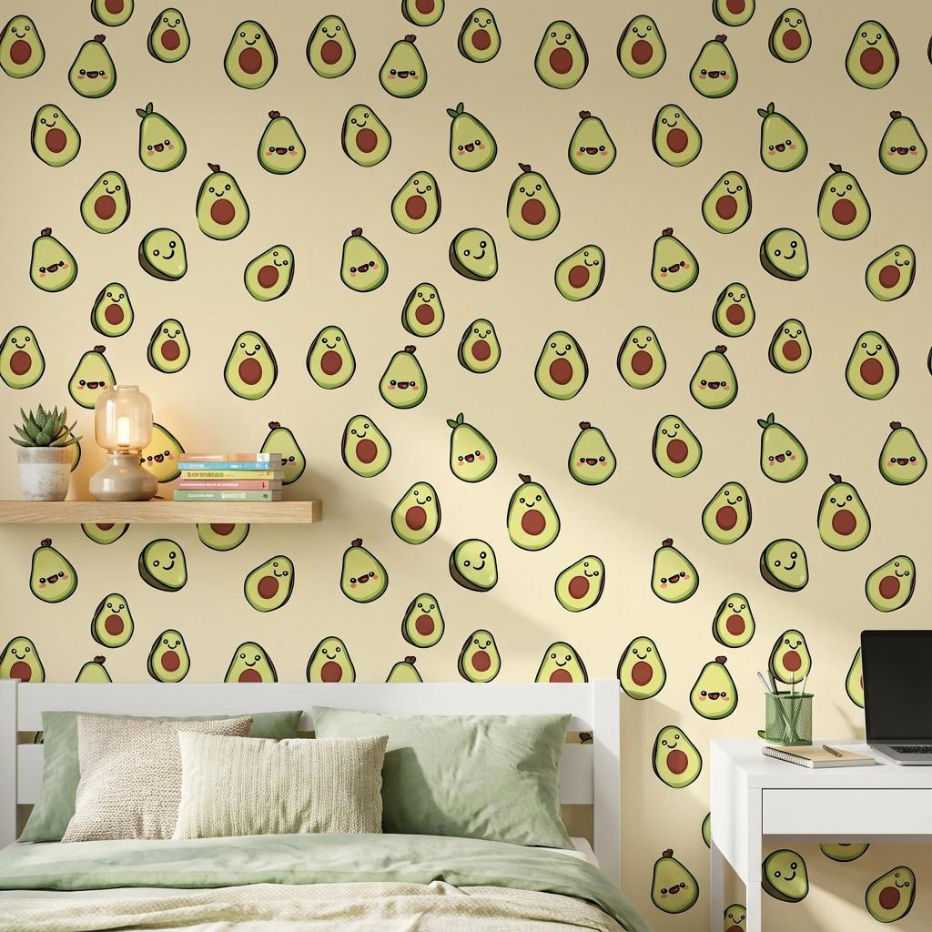 Avocado Wallpaper Cartoon Playful Wall Mural