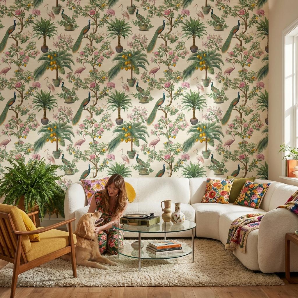 Floral Wallpaper Greenery Vintage Wall Mural