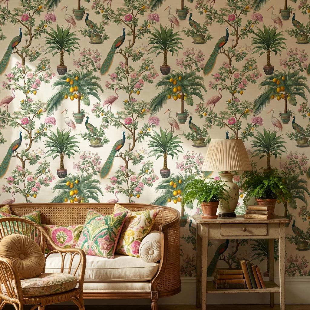 Floral Wallpaper Greenery Vintage Wall Mural