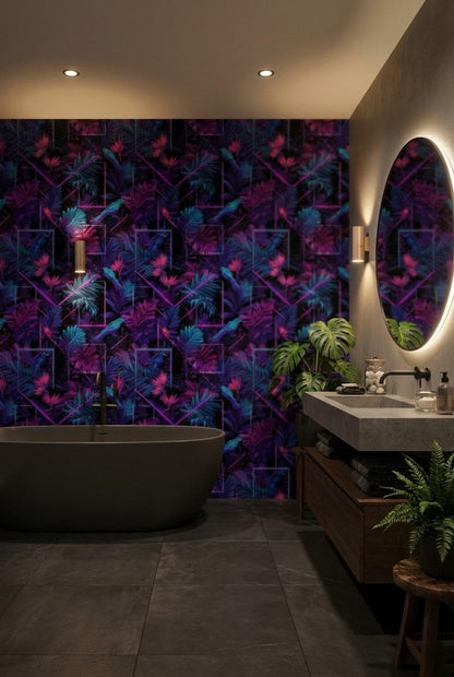 Tropical Wallpaper Neon Birds Wall Mural