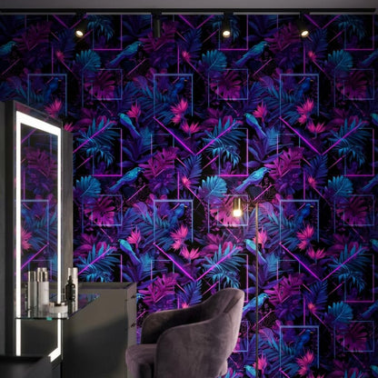 Tropical Wallpaper Neon Birds Wall Mural