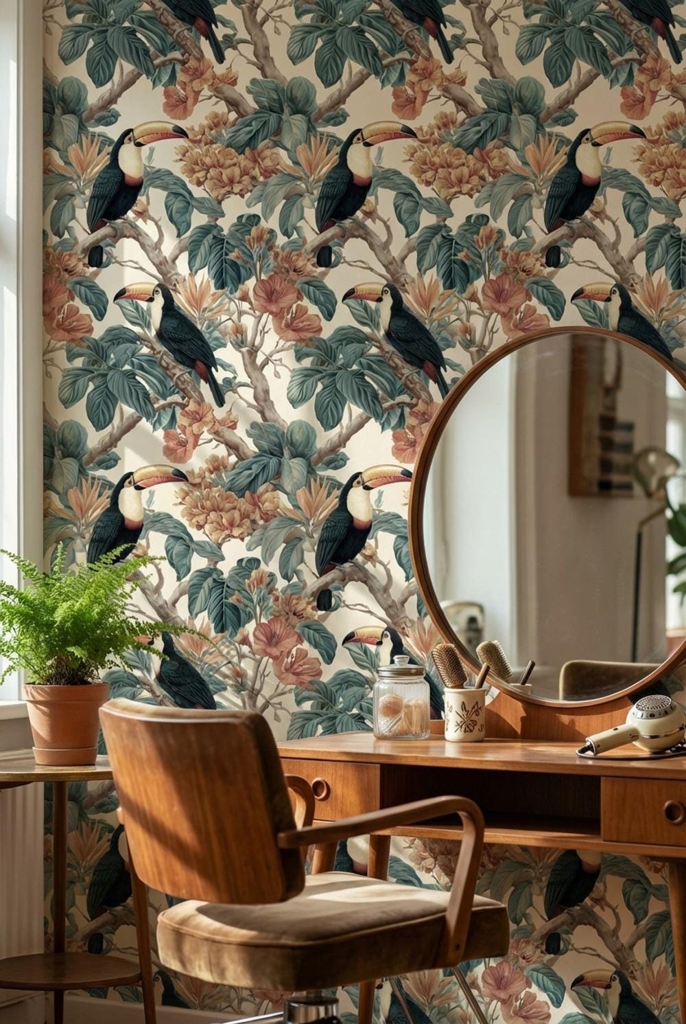 Tropical Birds Wallpaper Vintage Botanical Wall Mural