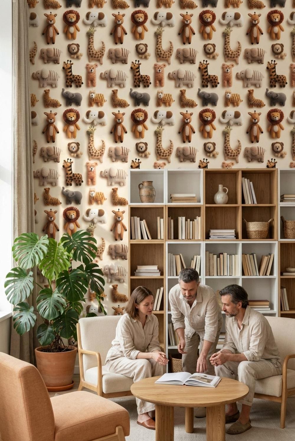 Animals Wallpaper Felt Plush Wall Mural