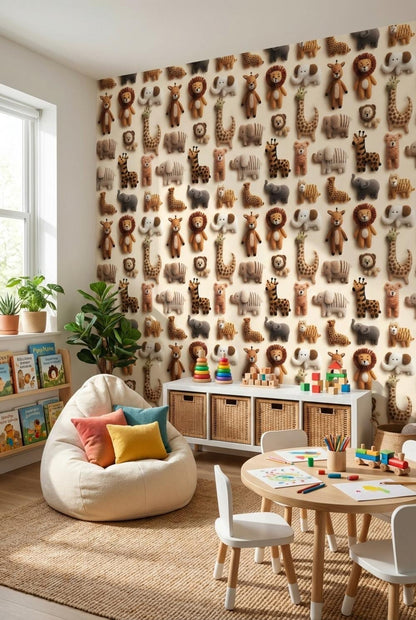Animals Wallpaper Felt Plush Wall Mural