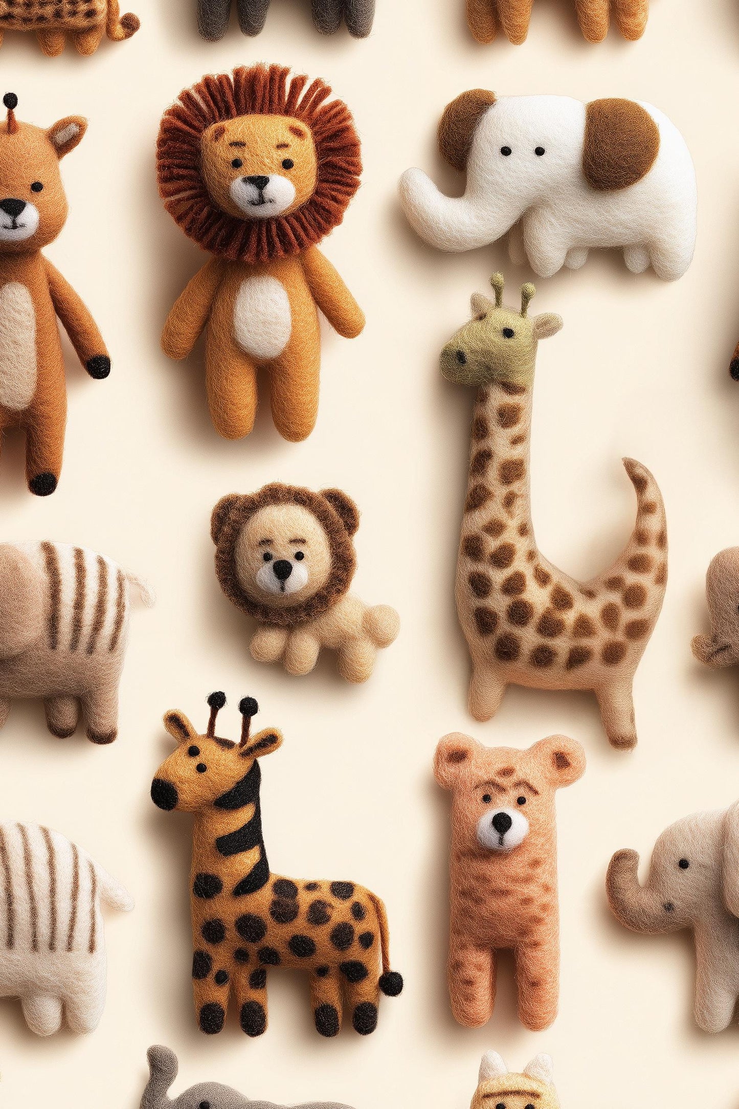 Animals Wallpaper Felt Plush Wall Mural
