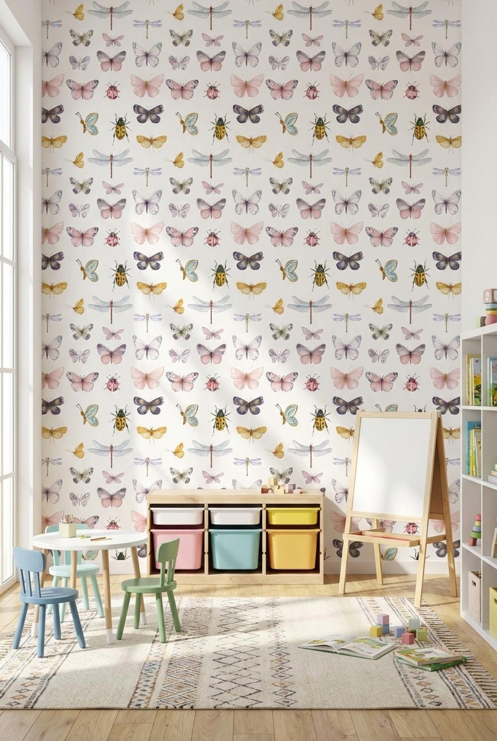White Background Wallpaper Modern Butterfly Wall Mural