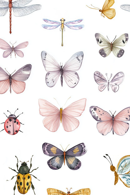 White Background Wallpaper Modern Butterfly Wall Mural