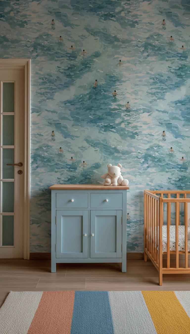 Swimming Wallpaper Abstract Blue Wall Mural