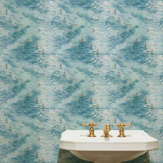 Swimming Wallpaper Abstract Blue Wall Mural