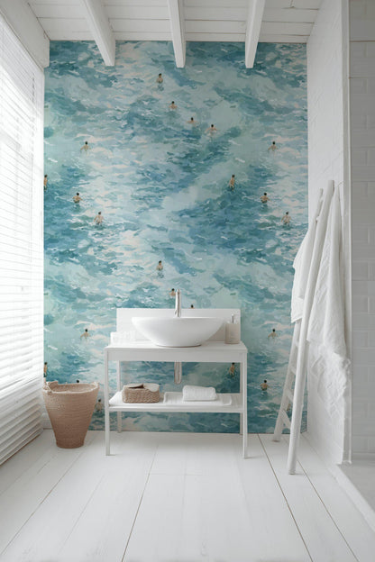 Swimming Wallpaper Abstract Blue Wall Mural