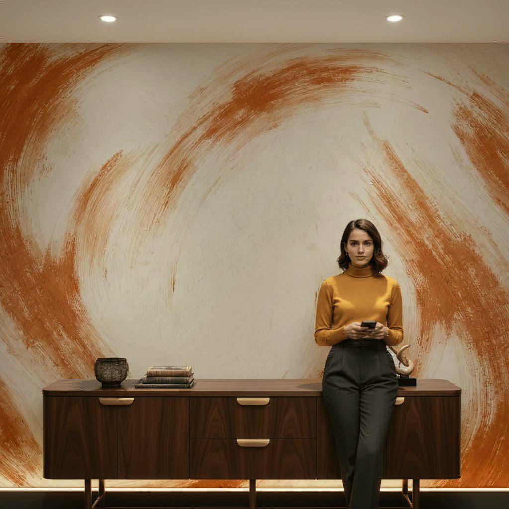 Minimalist Terracotta Abstract Mural Boho Peel and Stick Wallpaper