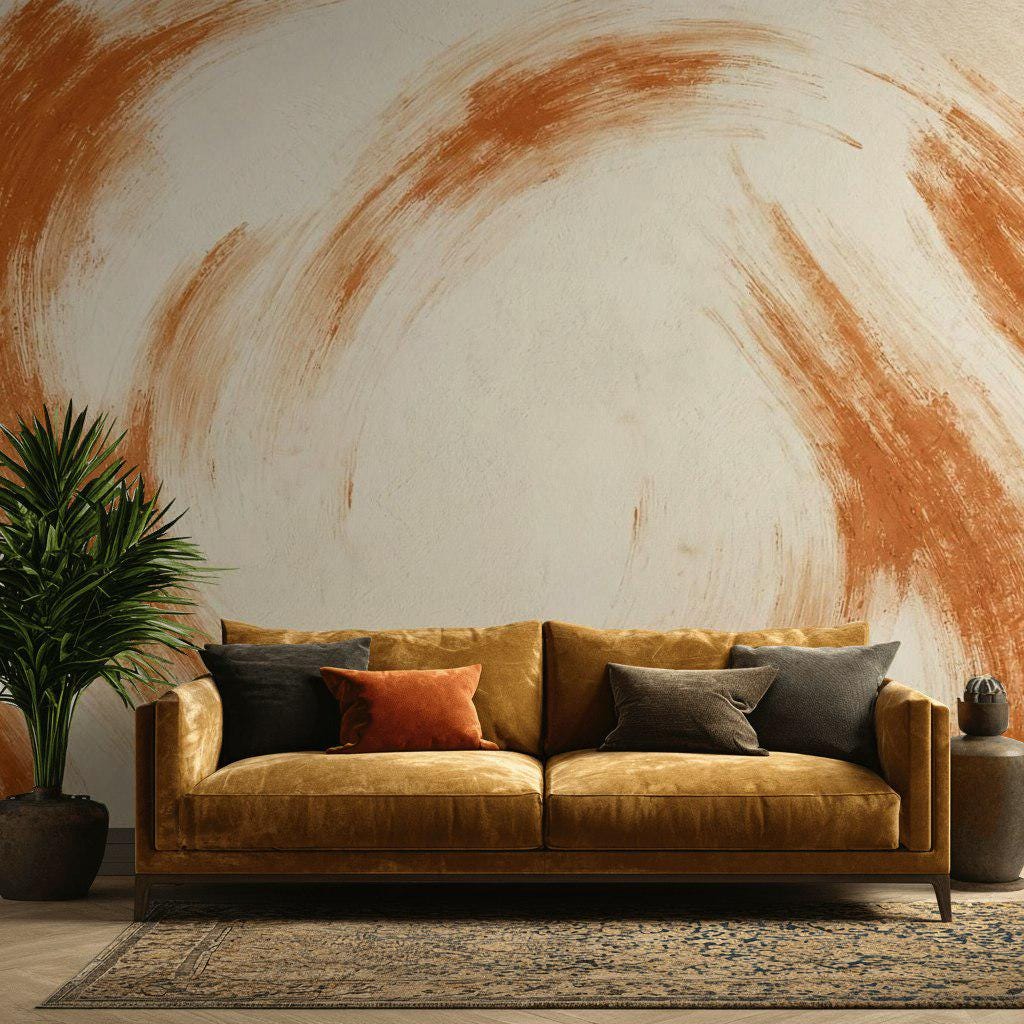 Minimalist Terracotta Abstract Mural Boho Peel and Stick Wallpaper