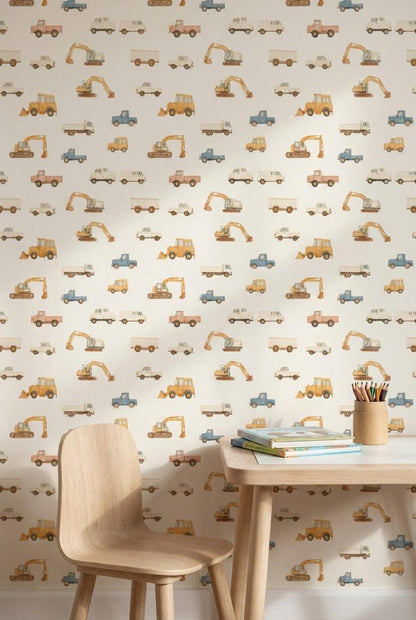 Construction Vehicles Wallpaper Trucks Excavators Wall Mural