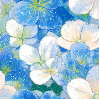 Floral Wallpaper Blue Modern Wall Mural