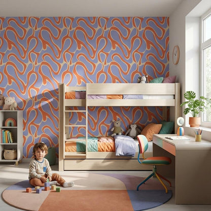 Geometric Wallpaper Wavy Colorful Wall Mural