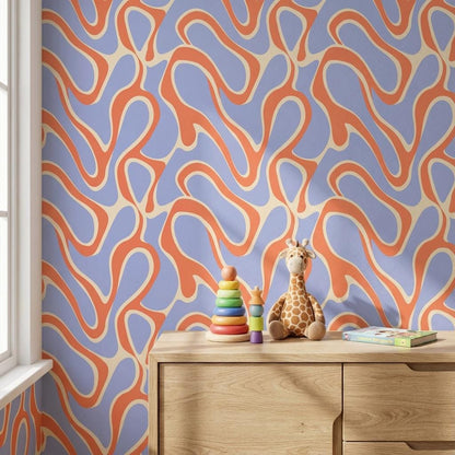 Geometric Wallpaper Wavy Colorful Wall Mural