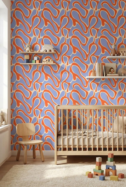 Geometric Wallpaper Wavy Colorful Wall Mural