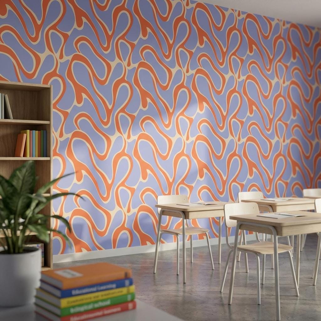 Geometric Wallpaper Wavy Colorful Wall Mural