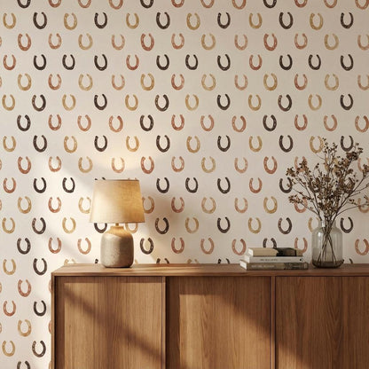 Horseshoe Wallpaper Geometric Beige Wall Mural